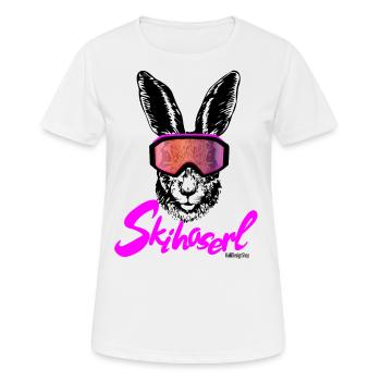 Lustiger Skihaserl Apré-Ski - ab auf die Piste! - Frauen T-Shirt atmungsaktiv - Weiß - Vorne - AI Model Female 172 dark (172cm)