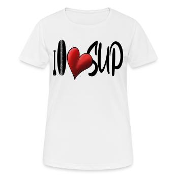 SUP Girl Stand Up Paddling Watersports - Women's Breathable T-Shirt - white - Front - AI Model Female 172 dark (172cm)