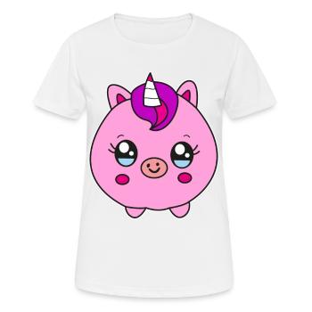 Kleines rundes Einhorn Schwein Kinder Geschenk - Frauen T-Shirt atmungsaktiv - Weiß - Vorne - AI Model Female 172 dark (172cm)