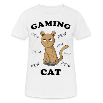 Cat Kitten Gambling Gaming Images drôles - T-shirt respirant Femme - blanc - Devant - AI Model Female 172 dark (172cm)