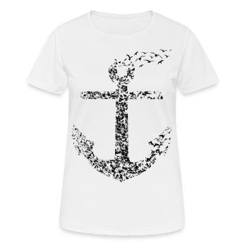 Möwe Anker Küste Geschenkidee Seefahrt - Frauen T-Shirt atmungsaktiv - Weiß - Vorne - AI Model Female 172 dark (172cm)