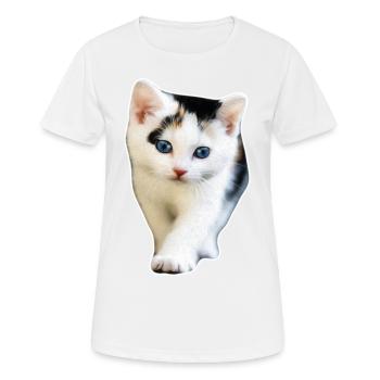 Katze Kätzchen süße Mietzekatze Geschenkidee - Frauen T-Shirt atmungsaktiv - Weiß - Vorne - AI Model Female 172 dark (172cm)
