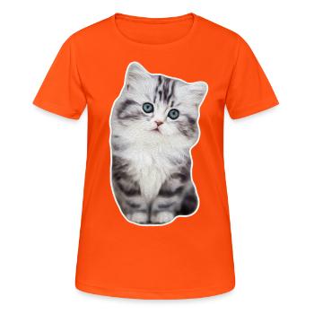 Cute kitty kitty velvet paw cat - Women's Breathable T-Shirt - neon orange - Front - AI Model Female 172 dark (172cm)