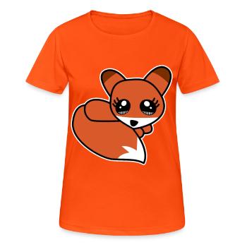 Cute little fox with cute eyes children - Women's Breathable T-Shirt - neon orange - Front - AI Model Female 172 dark (172cm)