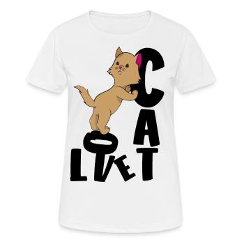 Katze Liebe Mietzekatze - Frauen T-Shirt atmungsaktiv - Weiß - Vorne - AI Model Female 172 dark (172cm)