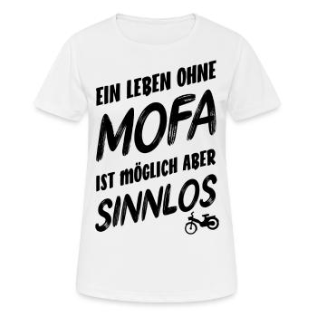 Leben ohne Mofa sinnlos Moped Zweirad Geschenkidee - Frauen T-Shirt atmungsaktiv - Weiß - Vorne - AI Model Female 172 dark (172cm)