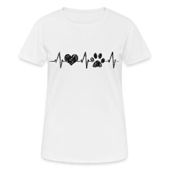 Herzschlag Herzfrequenz Hunde Vierbeiner Pfote - Frauen T-Shirt atmungsaktiv - Weiß - Vorne - AI Model Female 172 dark (172cm)