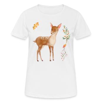 Crèche florale de cerf bébé animal des bois - T-shirt respirant Femme - blanc - Devant - AI Model Female 172 dark (172cm)