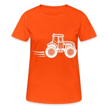 Traktor Farmer Symbol - Frauen T-Shirt atmungsaktiv - Neonorange - Vorne - AI Model Female 172 dark (172cm)