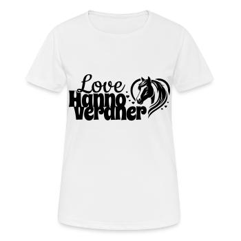 Hannoveraner Love Herz Pferdekopf - Frauen T-Shirt atmungsaktiv - Weiß - Vorne - AI Model Female 172 dark (172cm)