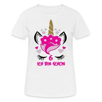 Einhorn - Ich bin schon 6 - Geburtstag 6 Jahre - Frauen T-Shirt atmungsaktiv - Weiß - Vorne - AI Model Female 172 dark (172cm)