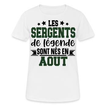 Sergent Militaire Armée Août Anniversaire Cadeau - T-shirt respirant Femme - blanc - Devant - AI Model Female 172 dark (172cm)