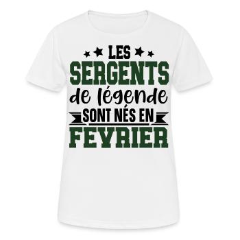 Sergent Militaire Armée Février Anniversaire - T-shirt respirant Femme - blanc - Devant - AI Model Female 172 dark (172cm)