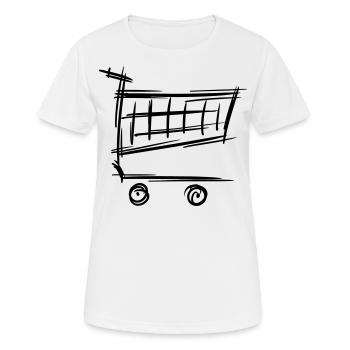 Leerer Einkaufswagen, Zeichnung, Shopping Symbol - Frauen T-Shirt atmungsaktiv - Weiß - Vorne - AI Model Female 172 dark (172cm)