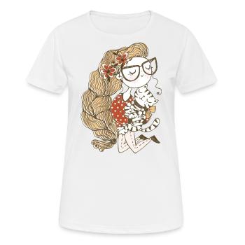 The girl & her beloved cat: Cat attitude - Women's Breathable T-Shirt - white - Front - AI Model Female 172 dark (172cm)