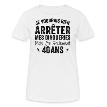 J'ai 40 ans - Anniversaire 40 ans, 40 ans - T-shirt respirant Femme - blanc - Devant - AI Model Female 172 dark (172cm)