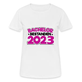 Bachelor 2023 Abschluss Promotion Sponsion - Frauen T-Shirt atmungsaktiv - Weiß - Vorne - AI Model Female 172 dark (172cm)