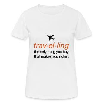 reisen - Frauen T-Shirt atmungsaktiv - Weiß - Vorne - AI Model Female 172 dark (172cm)