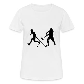 Floorball Unihockey Feldhockey Hallenhockey - Frauen T-Shirt atmungsaktiv - Weiß - Vorne - AI Model Female 172 dark (172cm)