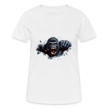 Frappe de la bête de gorille - T-shirt respirant Femme - blanc - Devant - AI Model Female 172 dark (172cm)