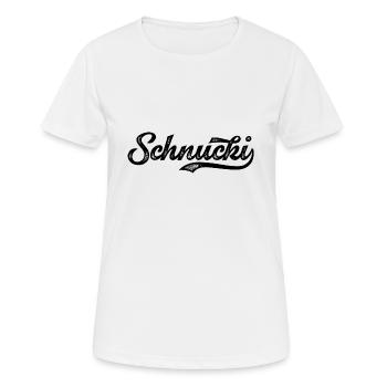 Schnucki Schriftzug Retro Vintage - Frauen T-Shirt atmungsaktiv - Weiß - Vorne - AI Model Female 172 dark (172cm)