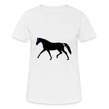 cheval, noir, étalon, cavalier, cavalier, cheval, destrier - T-shirt respirant Femme - blanc - Devant - AI Model Female 172 dark (172cm)