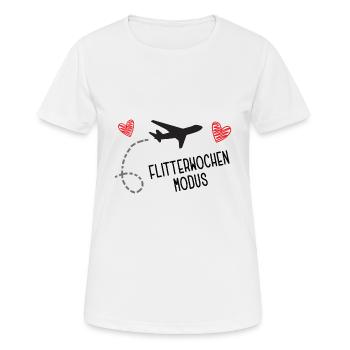 Ab in die Flitterwochen Honeymooner Hochzeitsreise - Frauen T-Shirt atmungsaktiv - Weiß - Vorne - AI Model Female 172 dark (172cm)