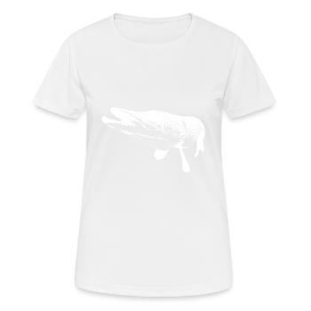 brochet - imprimé blanc - T-shirt respirant Femme - blanc - Devant - AI Model Female 172 dark (172cm)