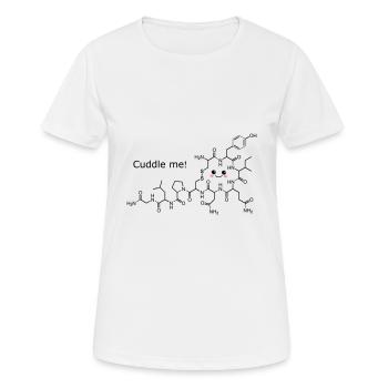 Oxytocin - Cuddle me - Noir - T-shirt respirant Femme - blanc - Devant - AI Model Female 172 dark (172cm)