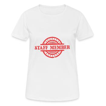 Staff Mitglied - Frauen T-Shirt atmungsaktiv - Weiß - Vorne - AI Model Female 172 dark (172cm)