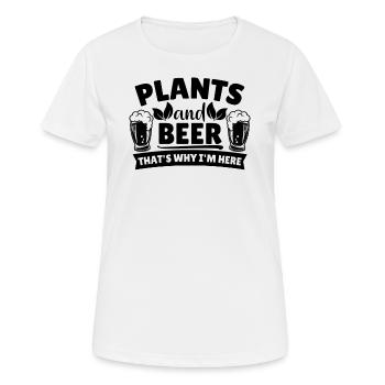 Pflanzen und Bier Vegan Veganer lustig Spruch - Frauen T-Shirt atmungsaktiv - Weiß - Vorne - AI Model Female 172 dark (172cm)