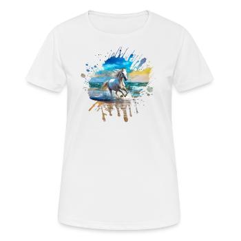 Pferd am Strand - Frauen T-Shirt atmungsaktiv - Weiß - Vorne - AI Model Female 172 dark (172cm)