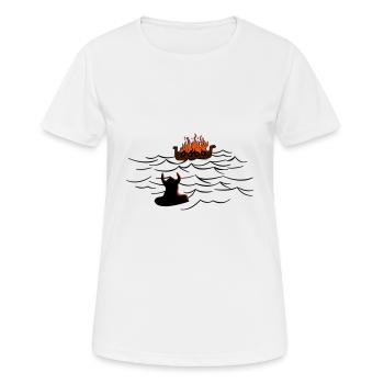Wikinger-Beerdigung - Frauen T-Shirt atmungsaktiv - Weiß - Vorne - AI Model Female 172 dark (172cm)