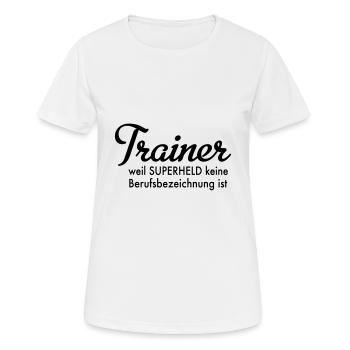 Trainer - Frauen T-Shirt atmungsaktiv - Weiß - Vorne - AI Model Female 172 dark (172cm)