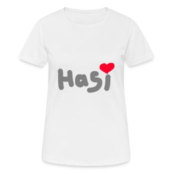 Hasi - Frauen T-Shirt atmungsaktiv - Weiß - Vorne - AI Model Female 172 dark (172cm)