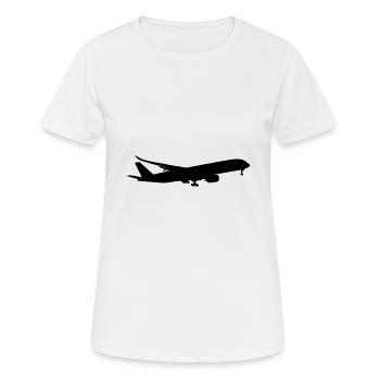 A350 XWB Silhouette - Frauen T-Shirt atmungsaktiv - Weiß - Vorne - AI Model Female 172 dark (172cm)