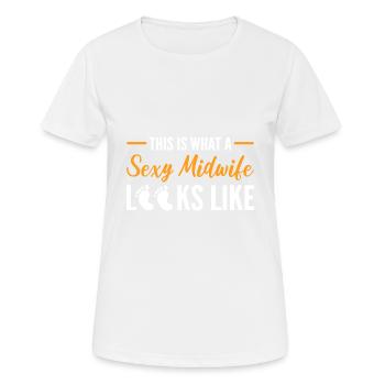 Eine sexy Hebamme Modische Person Geschenk - Frauen T-Shirt atmungsaktiv - Weiß - Vorne - AI Model Female 172 dark (172cm)