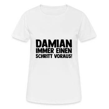 Vorname Damian - Frauen T-Shirt atmungsaktiv - Weiß - Vorne - AI Model Female 172 dark (172cm)