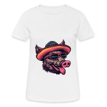 Wildschwein Sombrero - Frauen T-Shirt atmungsaktiv - Weiß - Vorne - AI Model Female 172 dark (172cm)