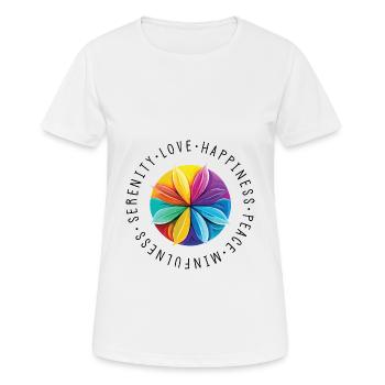 Sérénité - Méditation - Amour - Joie - T-shirt respirant Femme - blanc - Devant - AI Model Female 172 dark (172cm)