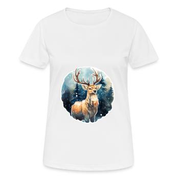 Hirsch im schneebedeckten Wald - Frauen T-Shirt atmungsaktiv - Weiß - Vorne - AI Model Female 172 dark (172cm)
