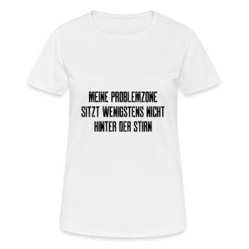 Problemzone - Spruch lustig Mundschutz - Frauen T-Shirt atmungsaktiv - Weiß - Vorne - AI Model Female 172 dark (172cm)