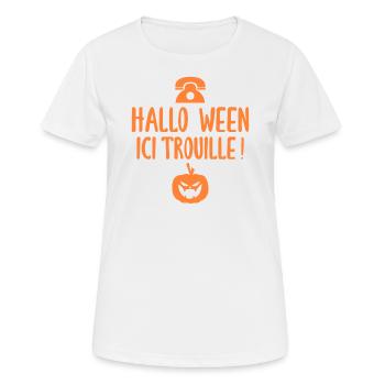 Citrouille - Halloween - Phrase drôle - T-shirt respirant Femme - blanc - Devant - AI Model Female 172 dark (172cm)
