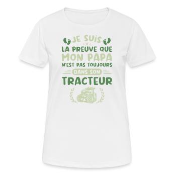Je Suis La Preuve Que Mon Papa N'est Pas, Tracteur - T-shirt respirant Femme - blanc - Devant - AI Model Female 172 dark (172cm)