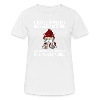 Coffee Spelled Backwards Is Eeffoc Cats & Coffee - Women's Breathable T-Shirt - white - Front - AI Model Female 172 dark (172cm)