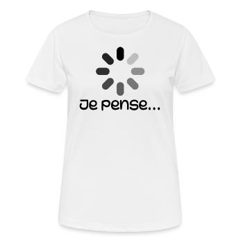 Grafisches Wort, denke ich - lustig - Frauen T-Shirt atmungsaktiv - Weiß - Vorne - AI Model Female 172 dark (172cm)