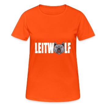 Leitwolf Alpha Wolf Kapitän Teamführer Trainer - Frauen T-Shirt atmungsaktiv - Neonorange - Vorne - AI Model Female 172 dark (172cm)