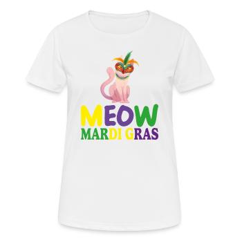 lustige Mardi Gras Niedliche Katze Siamese MEOW MARDI GRAS - Frauen T-Shirt atmungsaktiv - Weiß - Vorne - AI Model Female 172 dark (172cm)