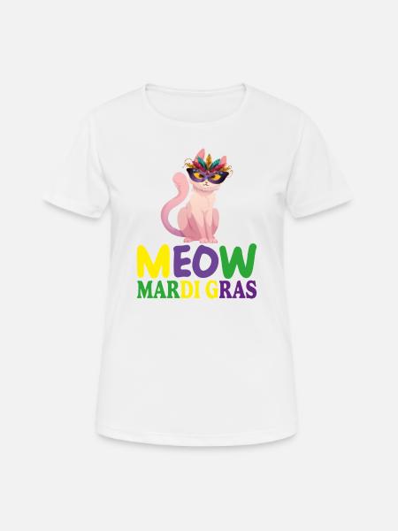 MIAU MARDI GRAS, DIVERTIDO REGALO PARA NIÑAS - Camiseta mujer transpirable - blanco
