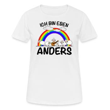 Schaf spielt Gitarre und ist anders - Frauen T-Shirt atmungsaktiv - Weiß - Vorne - AI Model Female 172 dark (172cm)